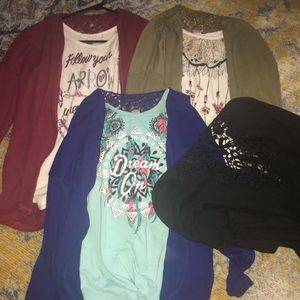 Lot/bundle of girls tanks and cardigans.